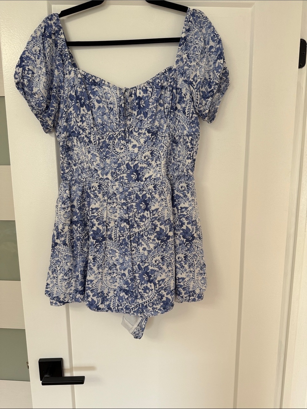 Hollister Blue and White Floral Romper